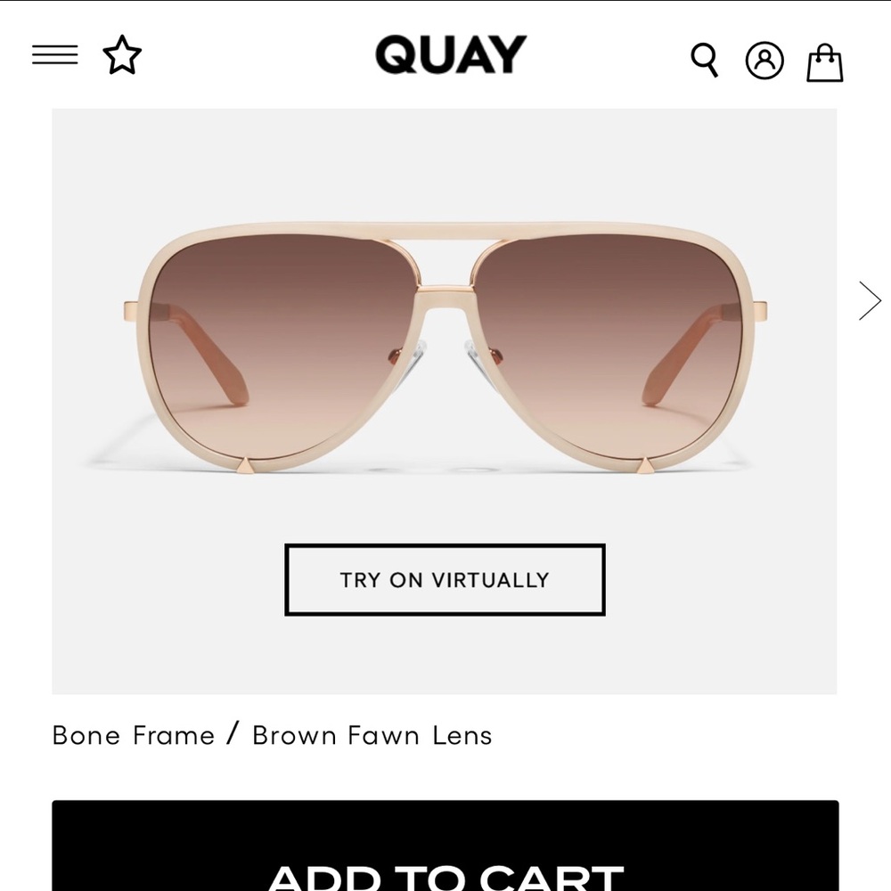 Quay Australia Bone Frame Sunglasses with Brown Fawn Lens — BRAND NEW
